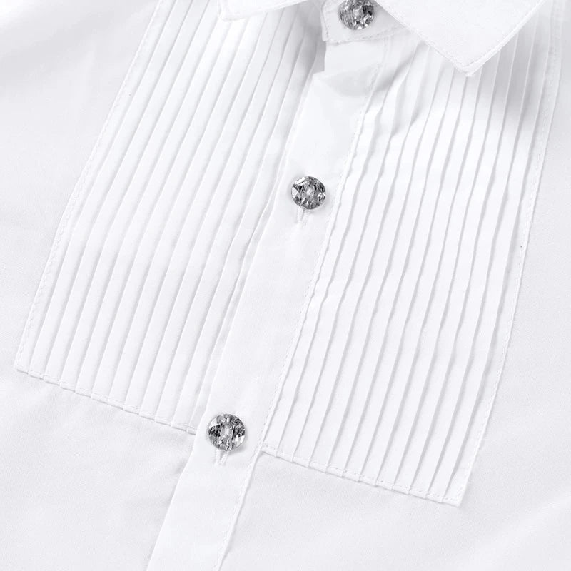 Boys Shirts White Long Sleeve Turn-down Collar