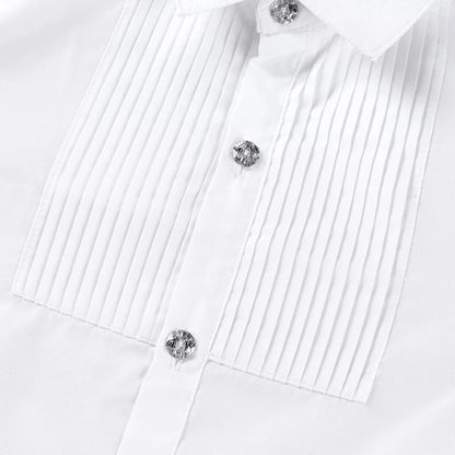 Boys Shirts White Long Sleeve Turn-down Collar