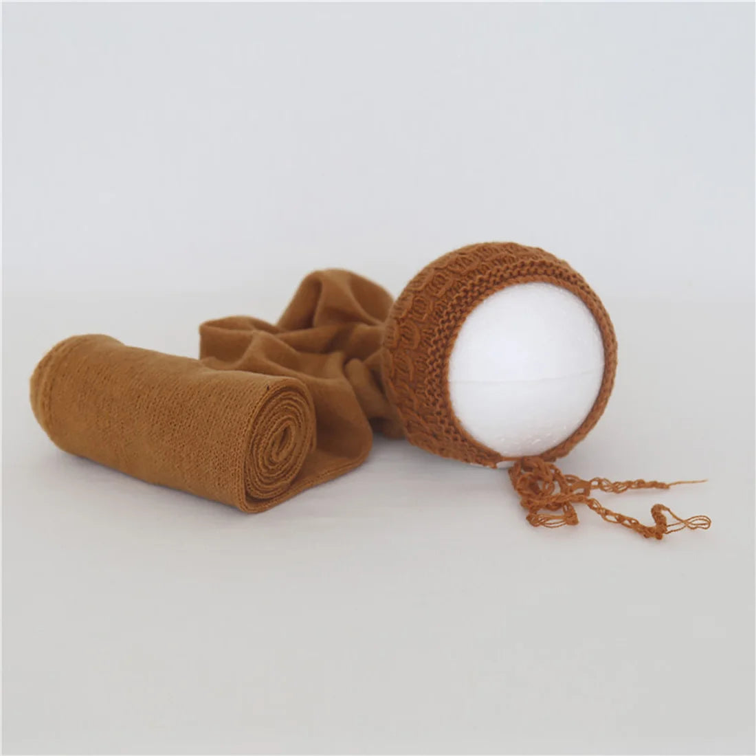 Vintage Knit Stretch Fuzzy Wrap And Bunny Hat