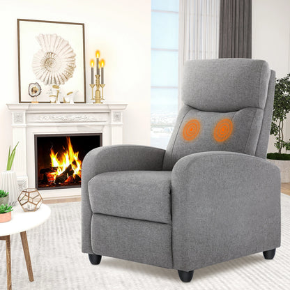 Recliner Chair, Massage, Fabric Adjustable Modern Padded
