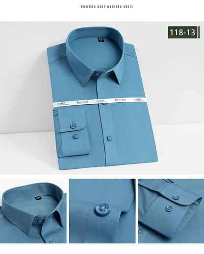 Men's White Long Sleeved Business Formal Wear Shirt