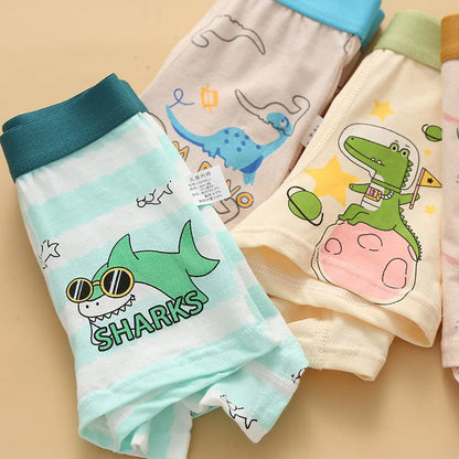 4PCS Boys Cute Cotton Breathable Comfort Underwear