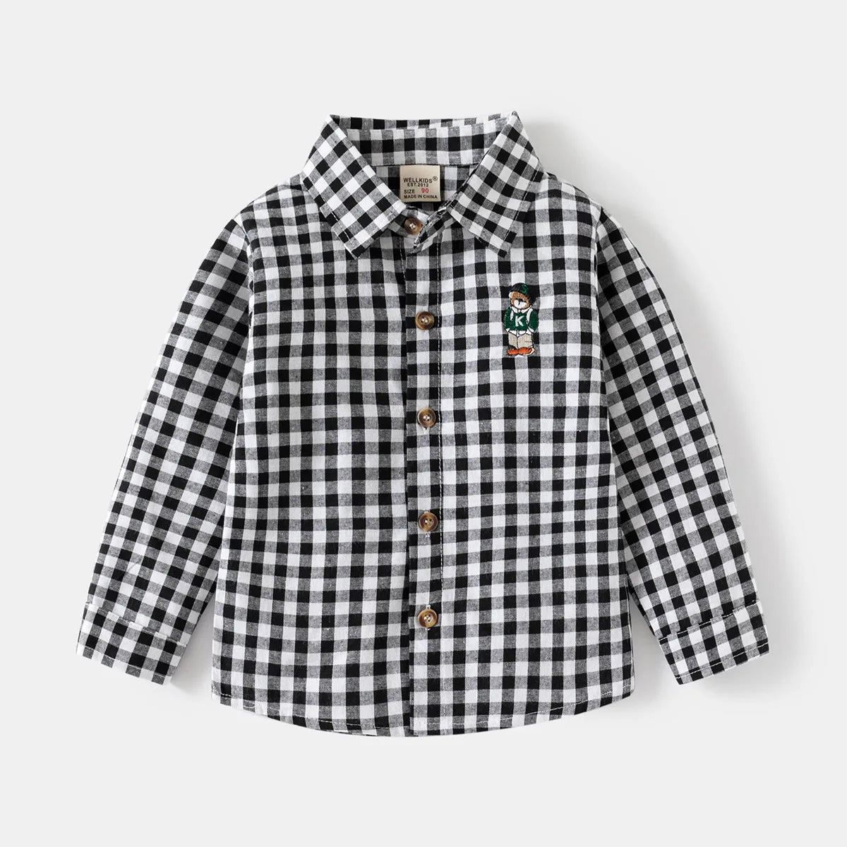 Kids Shirts With Collar Long Sleeved Plaid