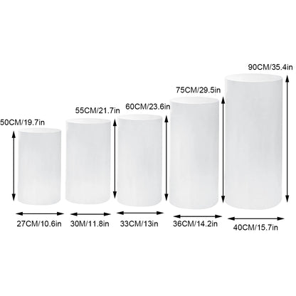 3/5pcs White Cylinder Pedestal Pillars Backdrop