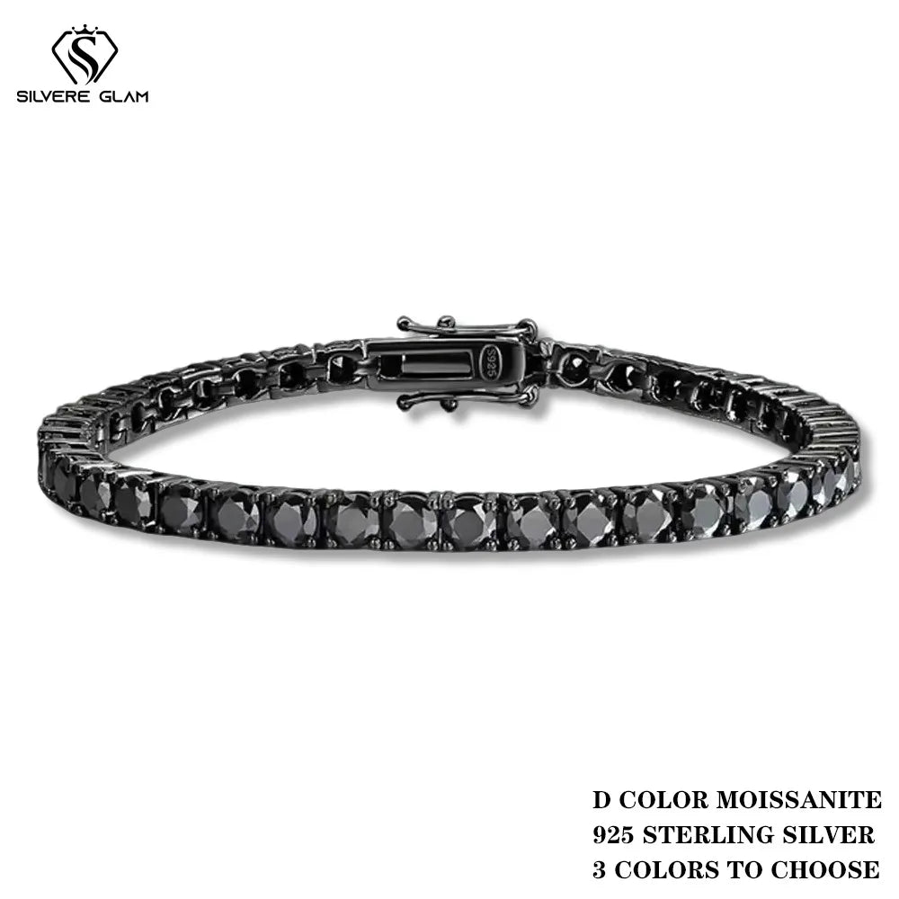 Black Moissanite Tennis Bracelet Full Diamond Sterling