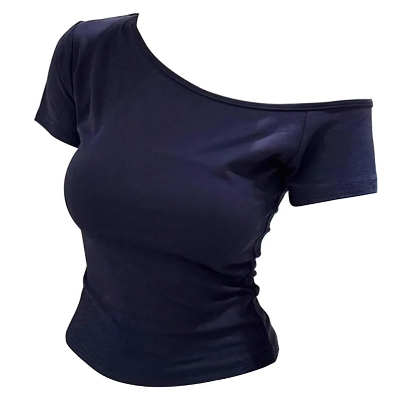 Off shoulder Women Slim fit Body T shirt