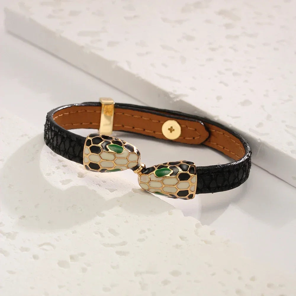 Women Fashion Charm Metal Snake Head Bangles