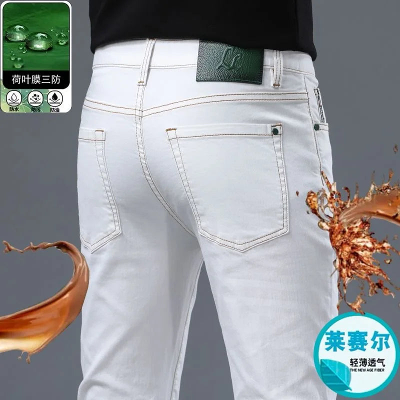 Fashion Solid Color Straight Leg Stretch Jeans