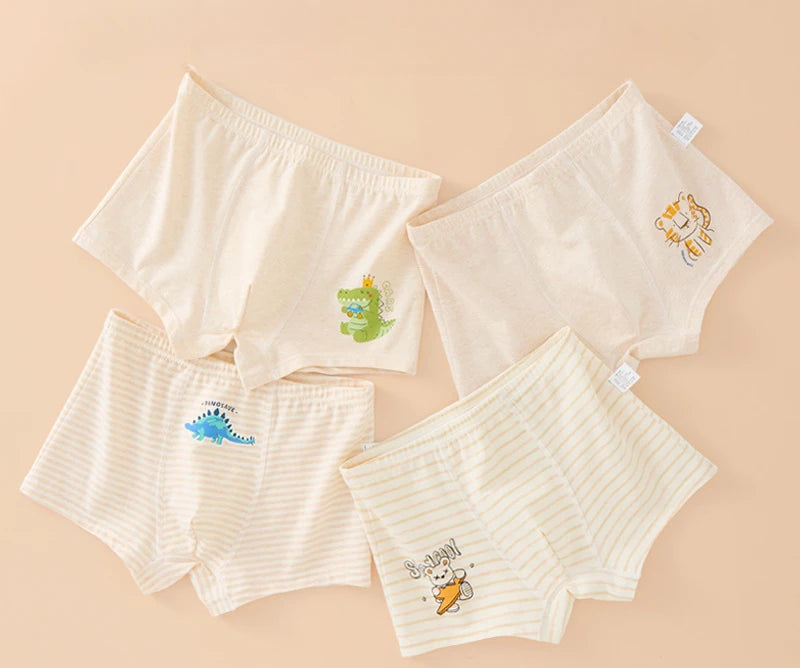 4PCS Boys Colored Cotton Breathable Comfort Underwear
