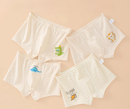 4PCS Boys Colored Cotton Breathable Comfort Underwear