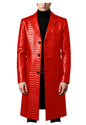 Men's Crocodile Leather Trench Coat Luxury Long