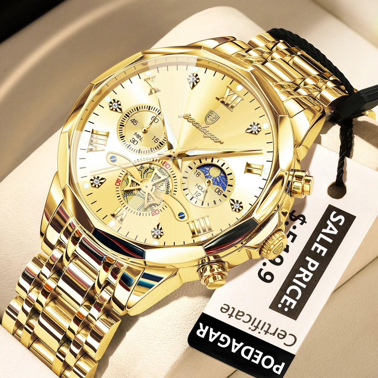 POEDAGAR Luxury Watch Top Original Waterproof Chronograph