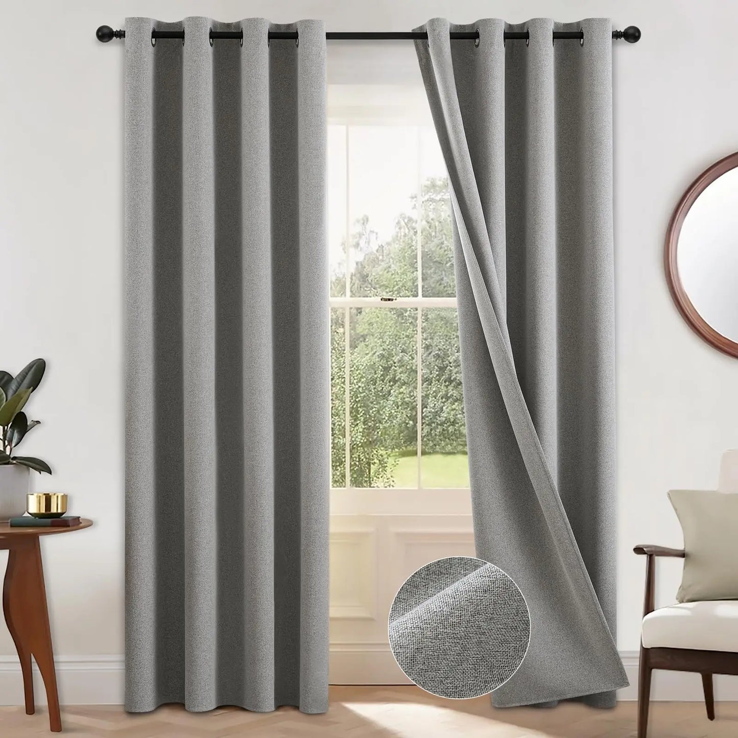 Custom Made 100% Blackout Faux Linen Curtains