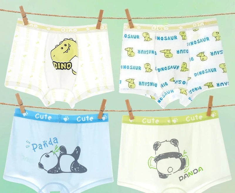 4PCS Boys Cute Mesh Breathable Comfort Underwear