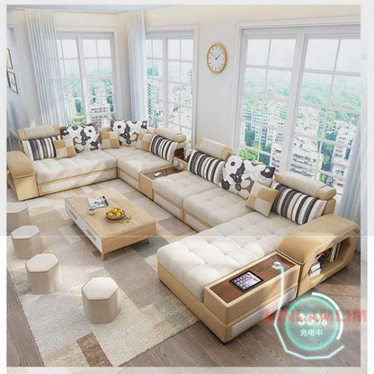 U-Shaped Sectional Fabric Sofa Set