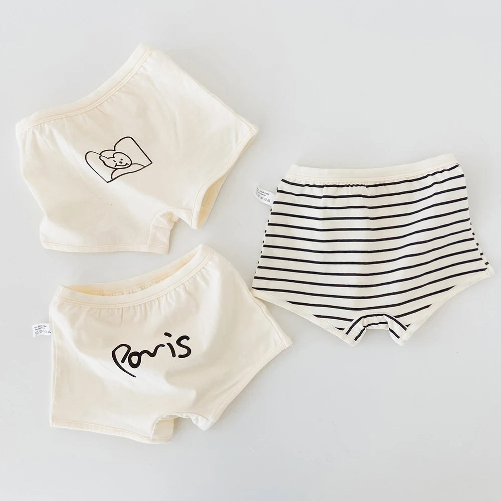 3PCS Young Girls/Boys Cute Cotton Briefs Boxers Underwear