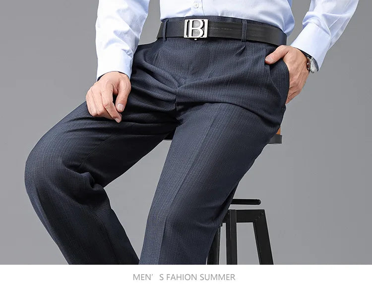 Double Pleated Mens British Pants High Waist