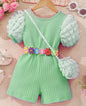 Solid Color Flower Belt Cartoon Cute Bubble Sleeve