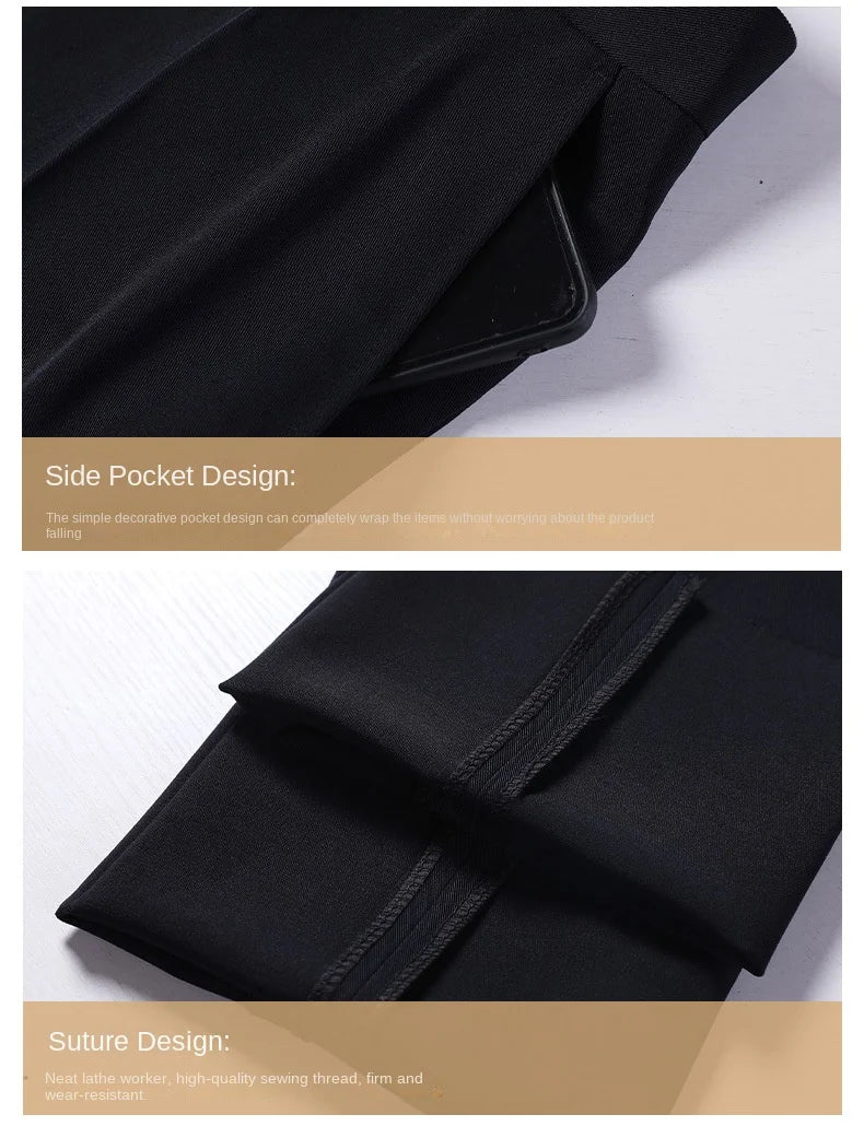 Double Pleated Waist Fleece Winter Suit Pants