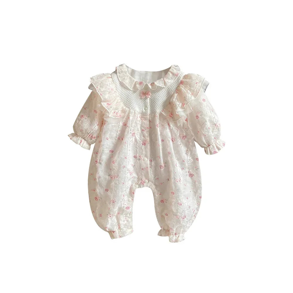 Infant Princess Style Cute Floral Lace Jumpsuits