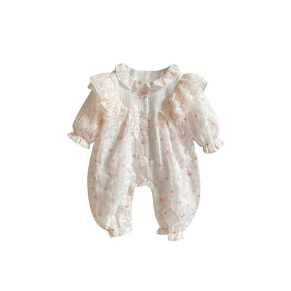 Infant Princess Style Cute Floral Lace Jumpsuits