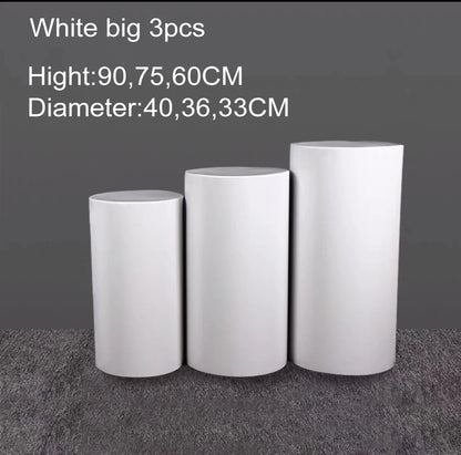 3/5pcs White Cylinder Pedestal Pillars Backdrop
