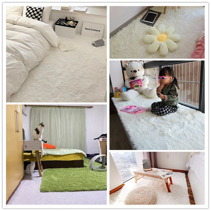 White Fluffy Modern Home Decor Rug Non-Slip
