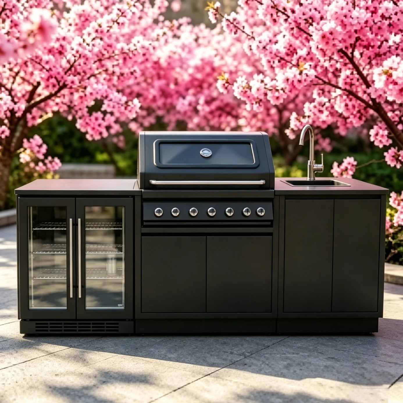 Stainless Steel Outdoor Grill Cooktop Sink Fridge