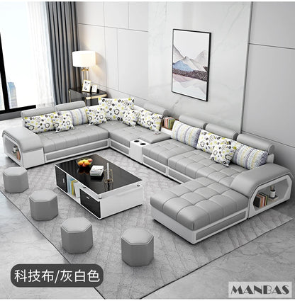 MINGDIBAO Fabric Sofa Set Furniture with USB and Stools