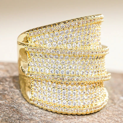 Full Bling Iced Out Wide Sparkling CZ