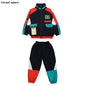 2 Pcs Boys/Girls Hip Hop Contrast Jacket Loose Pants