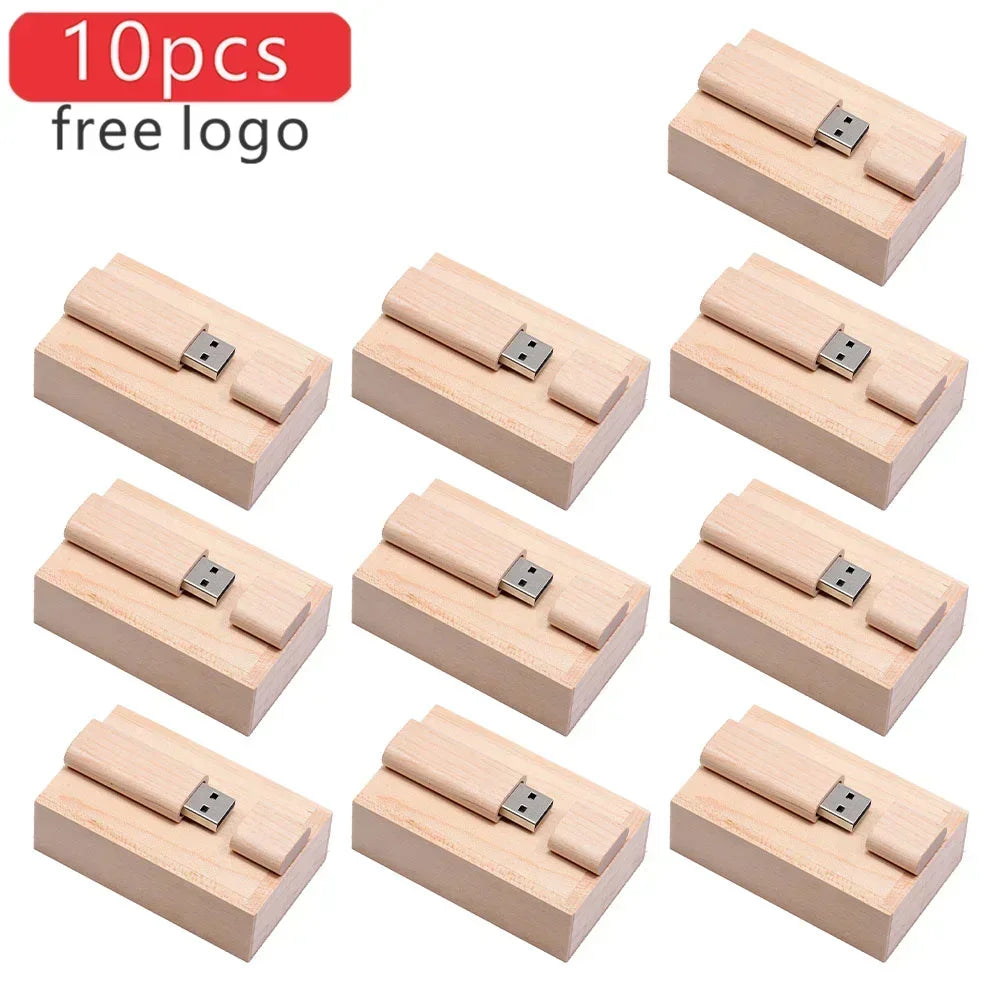 10PCS Wooden USB Flash Drive Memory Stick