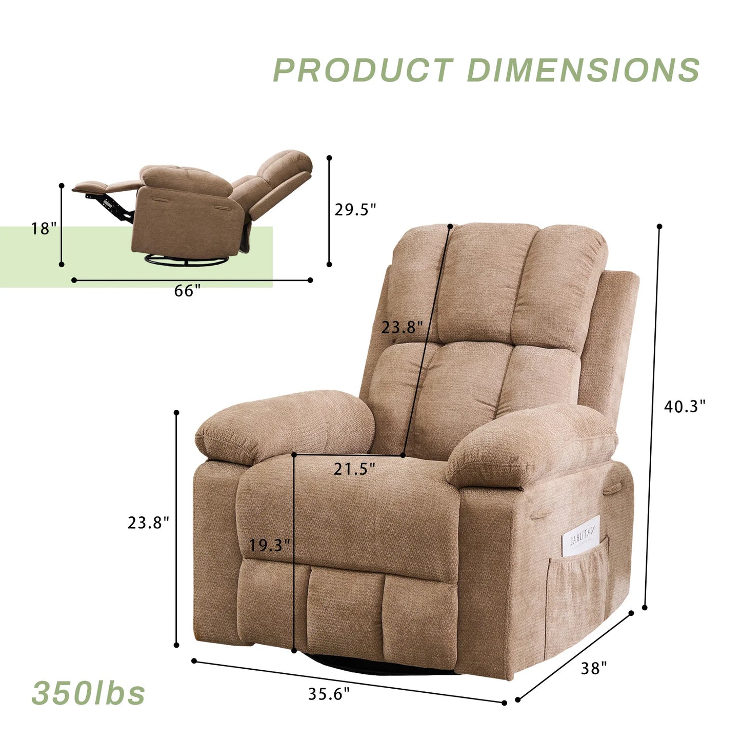 Rocking Recliner Chair, Modern Glider Recliner