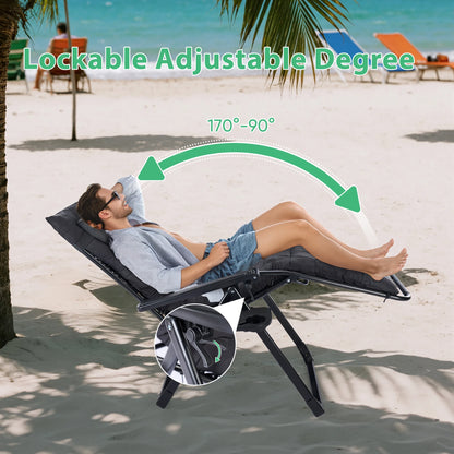 Patio Lounge Chair Folding Portable with Cup Holder