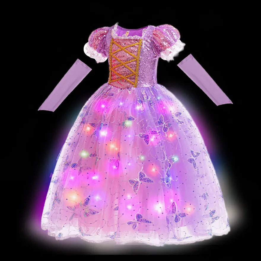 Disney Glowing Rapunzel Costume Girl LED Princess Gown
