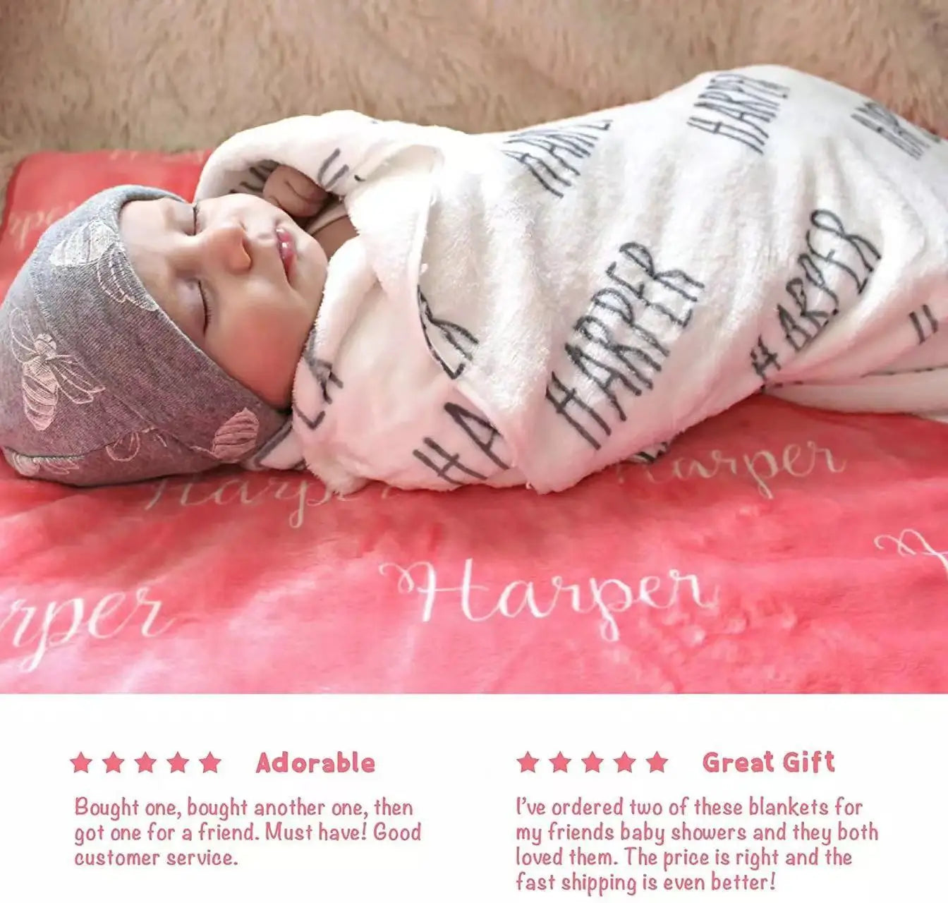 Personalized Color Blanket Baby Name Swaddle Fleece