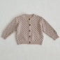 Girls Solid Color Knitted Cardigan Long Sleeves