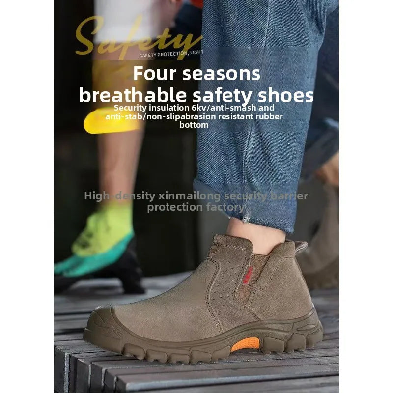 Anti Smashing Steel Toe Insulated Shoes, Breathable Suede