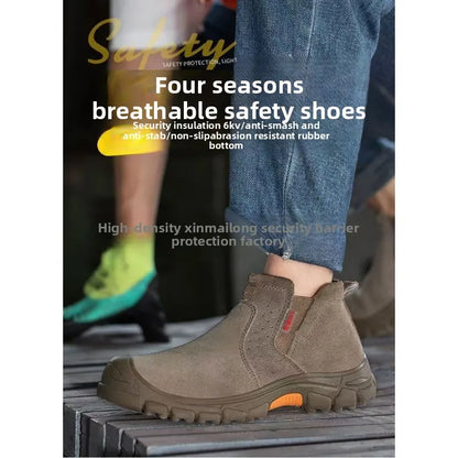 Anti Smashing Steel Toe Insulated Shoes, Breathable Suede