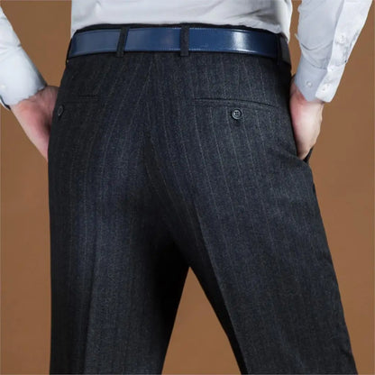 Mens High Waist Wool Trousers Cashmere Suit
