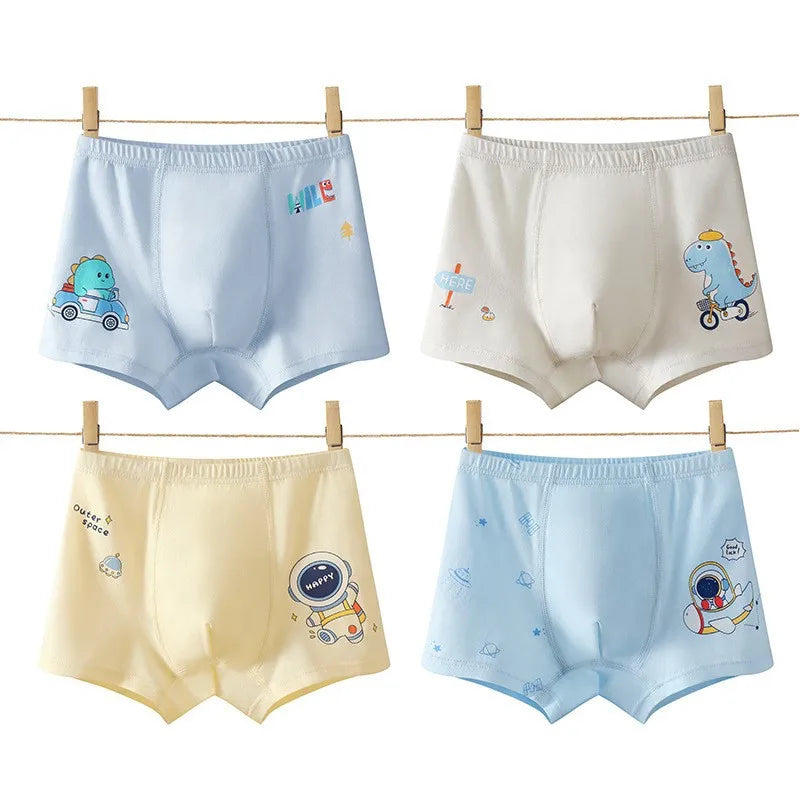 4PCS Boys Cotton Antibacterial Breathable Underwear