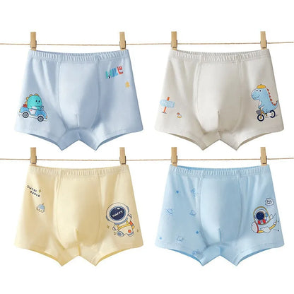 4PCS Boys Cotton Antibacterial Breathable Underwear