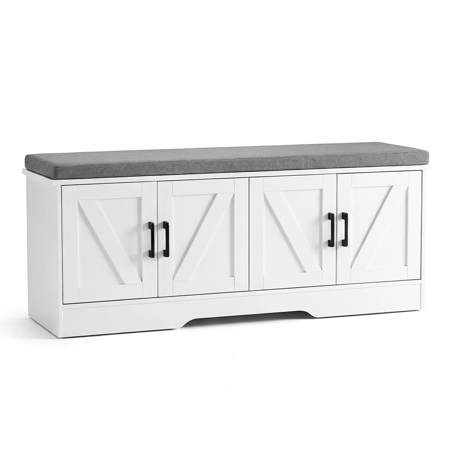 Storage Bench with Padded Seat Cushion 2 Doors