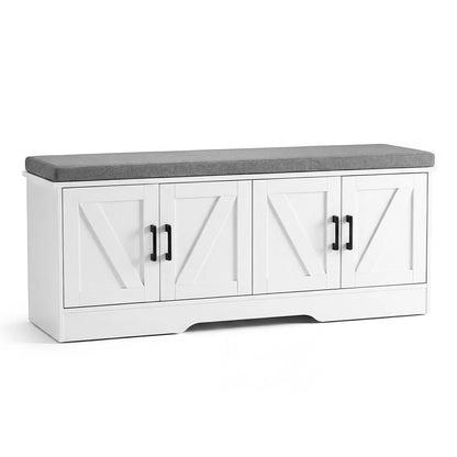 Storage Bench with Padded Seat Cushion 2 Doors