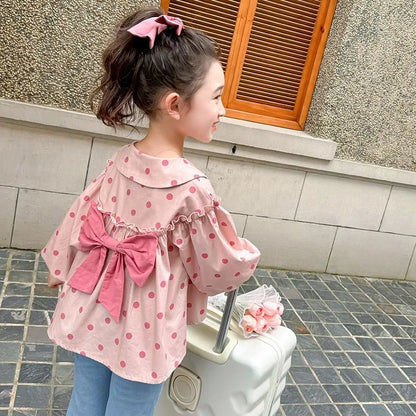 Long Sleeve Blouse with Bow Tie Trendy