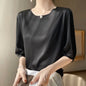 Silky Loose Woman Casual O-Neck pullover
