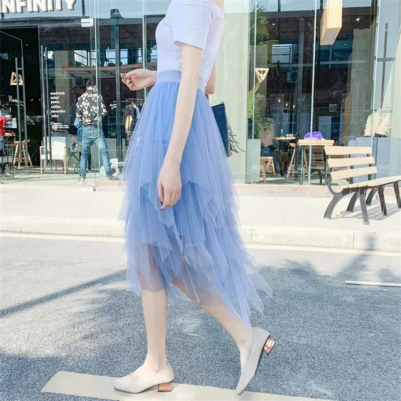 Fashion Tutu Skirt Casual High Waist Midi