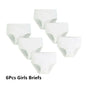6Pcs Girls/Boys Underwear White Cotton Teen Briefs