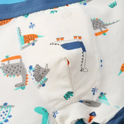 4Pcs Cute Dinosaur Boys Cotton Antibacterial Breathable Underwear