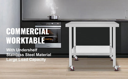Stainless Steel Commercial Work Table Caster Wheels